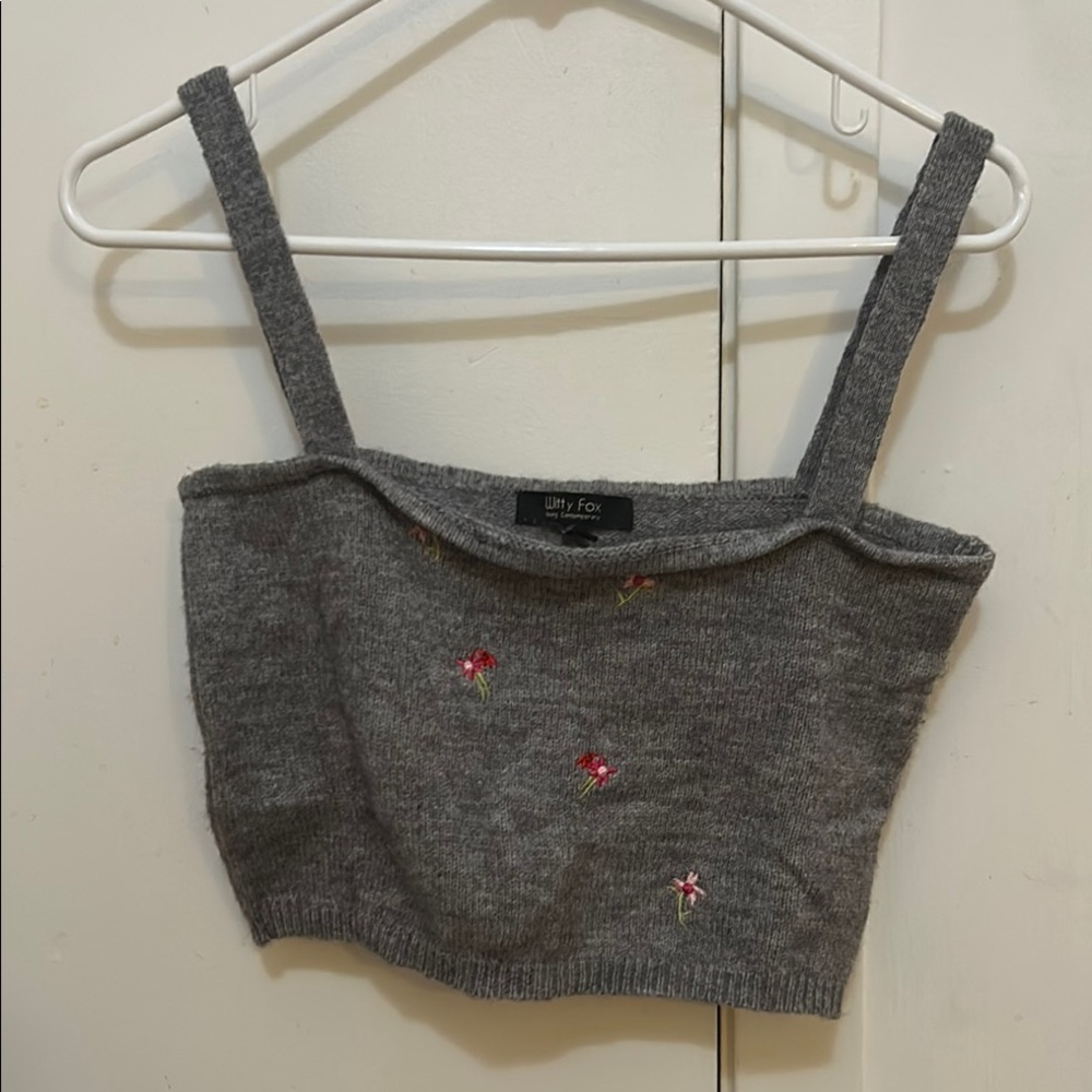 Gray Embroidered Women's Top Witty fox  M